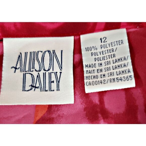 Allison Dailey Red Orange Rose Long Sleeve Button-up Collar Top Shirt Size 12 - Picture 3 of 6